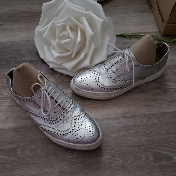 Oxford Platform Sneakers Leather Cutout 8/38 - Picture 6 of 7